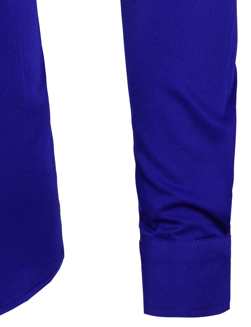 ZEROYAA Mens Slim Fit Long Sleeve Tuxedo Dress Shirts/Prom Performing Shirts (Large, Z54-Royal Blue) - Image 5